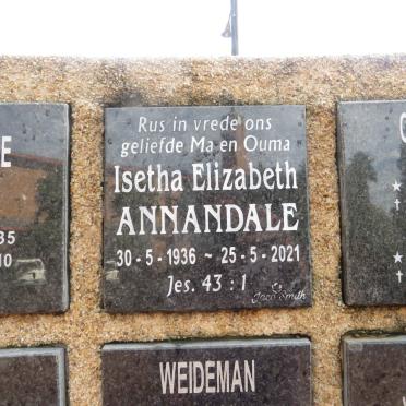 ANNANDALE Isetha Elizabeth 1936-2021