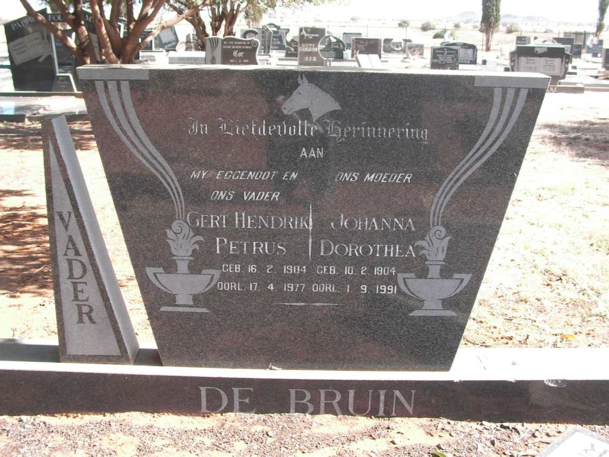 BRUIN Gert Hendrik Petrus, de 1904-1977 &amp; Johanna Dorothea 1904-1991