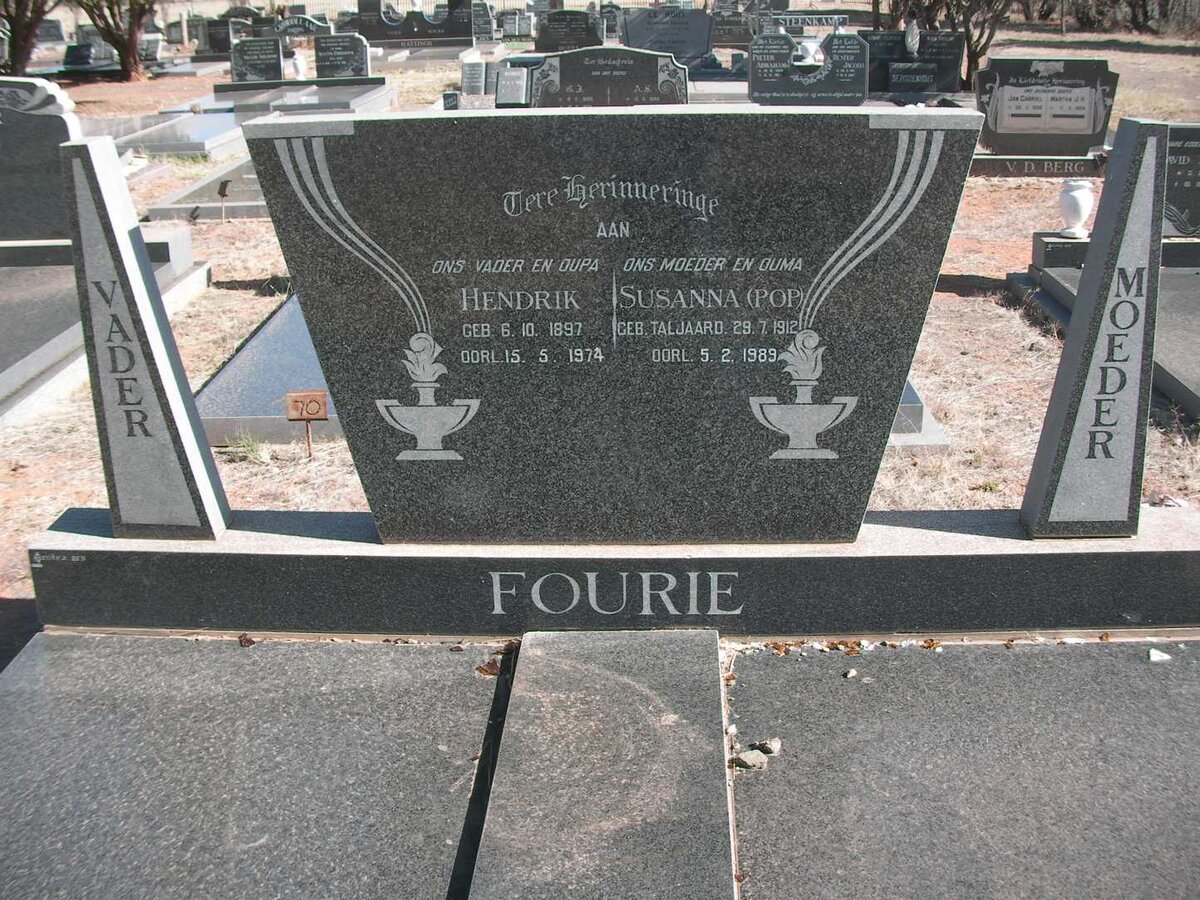 FOURIE Hendrik 1897-1974 &amp; Susanna TALJAARD 1912-1989