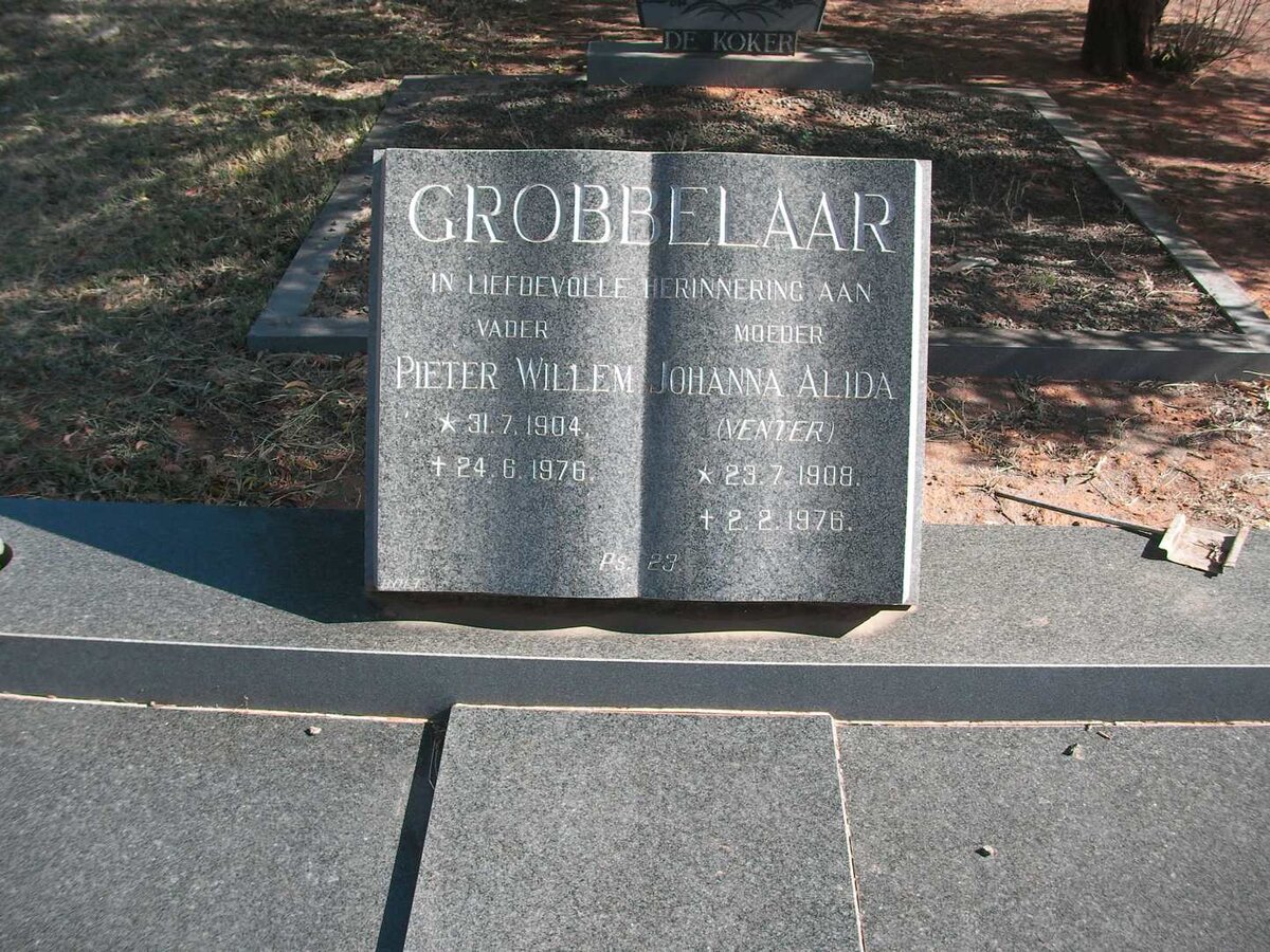 GROBBELAAR Pieter Willem 1904-1976 &amp; Johanna Alida VENTER 1908-1976
