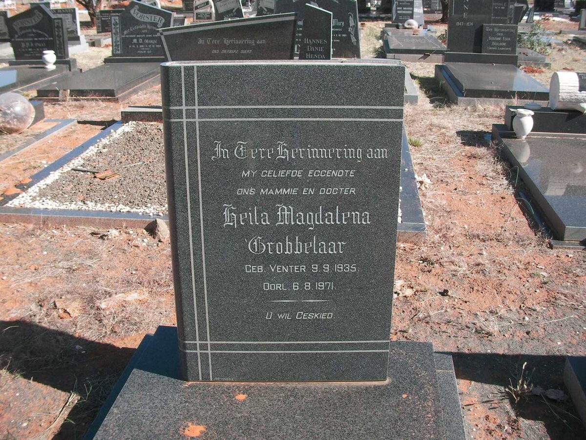 GROBBELAAR Heila Magdalena nee VENTER 1935-1971