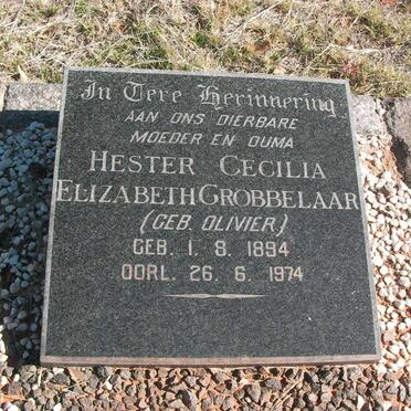 GROBBELAAR Hester Cecilia Elizabeth nee OLIVIER 1894-1974