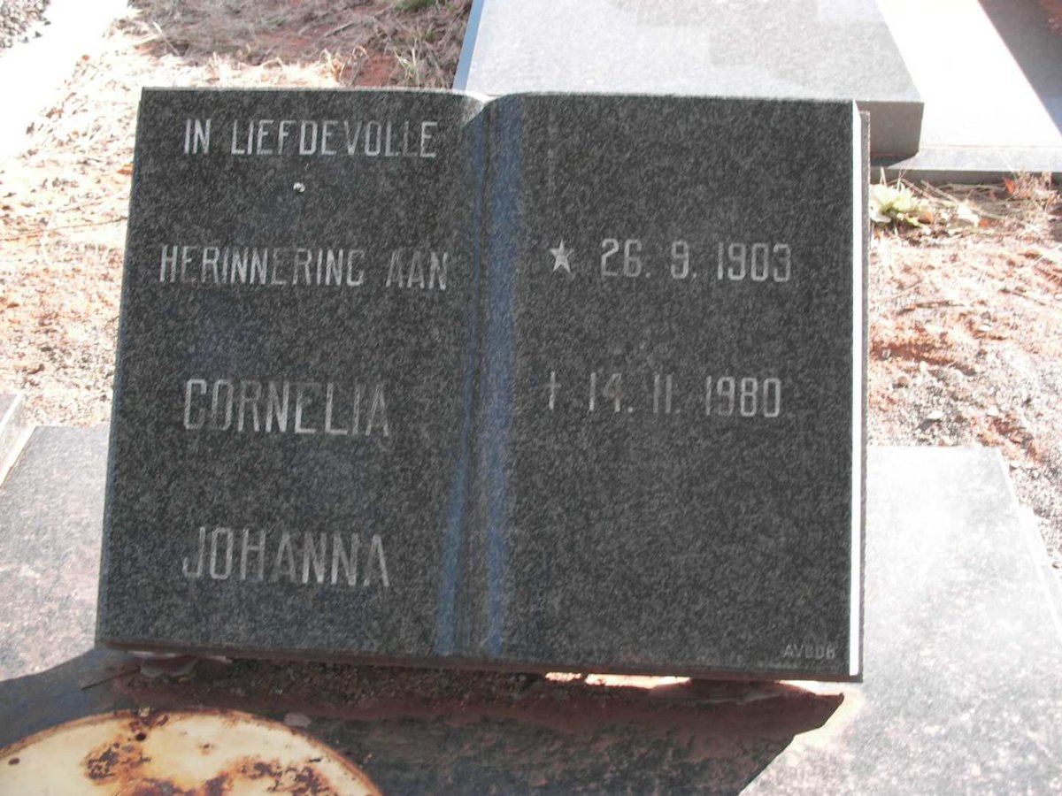 MERWE Cornelia Johanna, van der 1903-1980