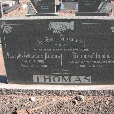 THOMAS Joseph Johannes Petrus 1903-1980 &amp; Helena Claudina JANSEN VAN VUUREN 1905-1971