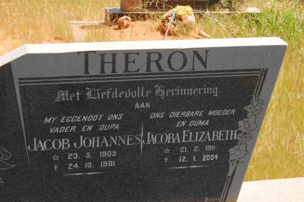 THERON Jacob Johannes 1905-1981 &amp; Jacoba Elizabeth 1911-2004