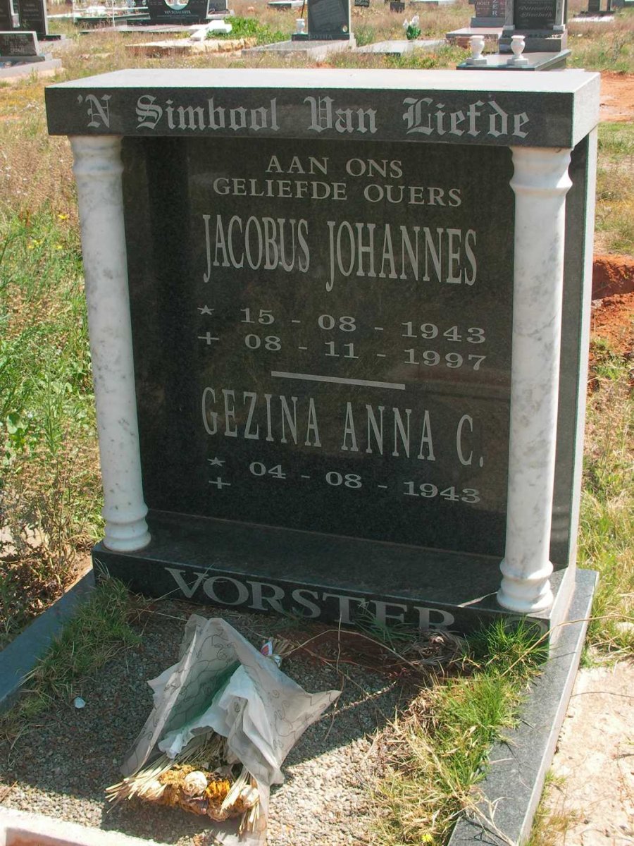 VORSTER Jacobus Johannes 1943-1997 &amp; Gezina Anna C. 1943-