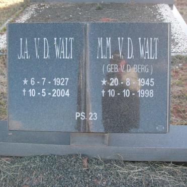 WALT J.A., v.d. 1927-2004 &amp; M.M. V.D. BERG 1945-1998