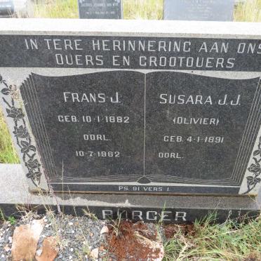 BURGER Frans J. 1882-1962 &amp; Susara J.J. OLIVIER 1891-