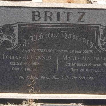 BRITZ Tobias Johannes 1903-1961 &amp; Maria Magdalena MYBURGH 1907-2001