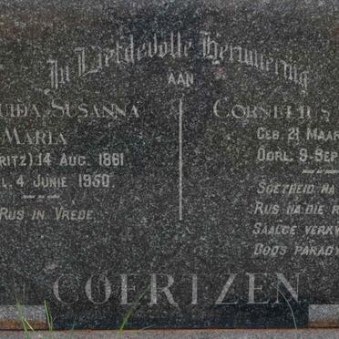 COERTZEN Cornelius Rudolf 1868-1842 &amp; Gertruida Susanna Maria BRITZ 1861-1950