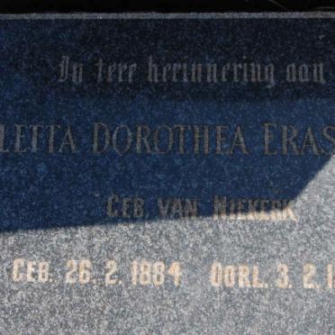 ERASMUS Aletta Dorothea nee VAN NIEKERK 1884-1955