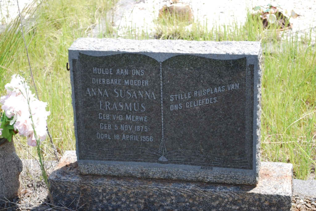 ERASMUS Anna Susanna nee V.D. MERWE 1875-1956