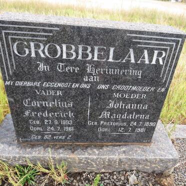 GROBBELAAR Cornelius Frederick 1893-1961 &amp; Johanna Magdalena PRETORIUS 1890-1981