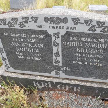 KRUGER Jan Adriaan 1878-1962 &amp; Martha Magdalena HOLDSTOCK 1881-1965