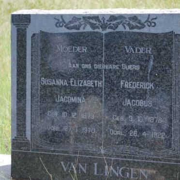 LINGEN Frederick Jacobus, van 1878-1922 &amp; Susanna Elizabeth Jacomina 1879-197?