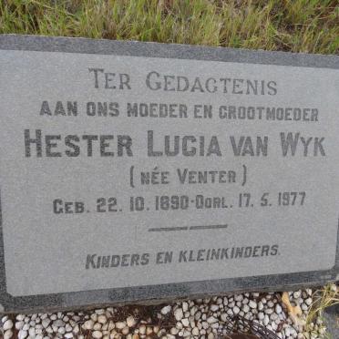 WYK Hester Lucia, van nee VENTER 1890-1977