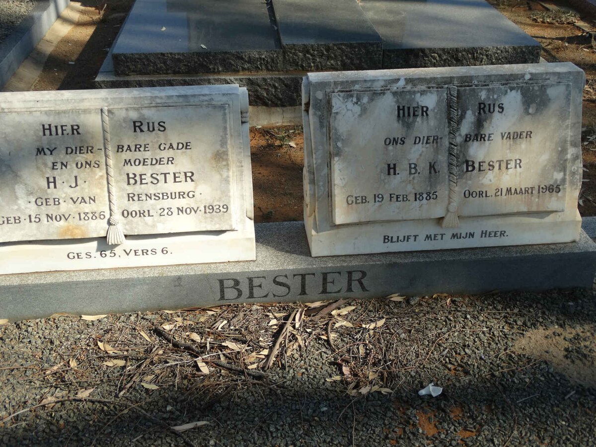 BESTER H.B.K. 1885-1965 &amp; H.J. VAN RENSBURG 1886-1939