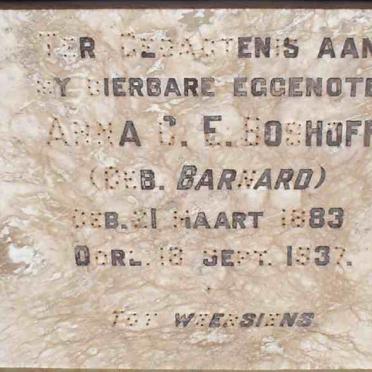 BOSHOFF Anna C.E. nee  BARNARD 1883-1937