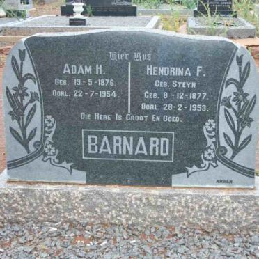 BARNARD Adam H. 1876-1954 &amp; Hendrina F. STEYN 1877-1953