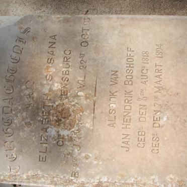 BOSHOFF Jan Hendrik 1818-1894 &amp; Elizabeth Susanna VAN RENSBURG 182? -1893
