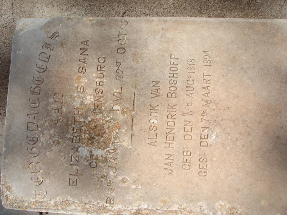 BOSHOFF Jan Hendrik 1818-1894 &amp; Elizabeth Susanna VAN RENSBURG 182? -1893