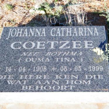 COETZEE Johanna Catharina nee BOTHMA 1908-1999