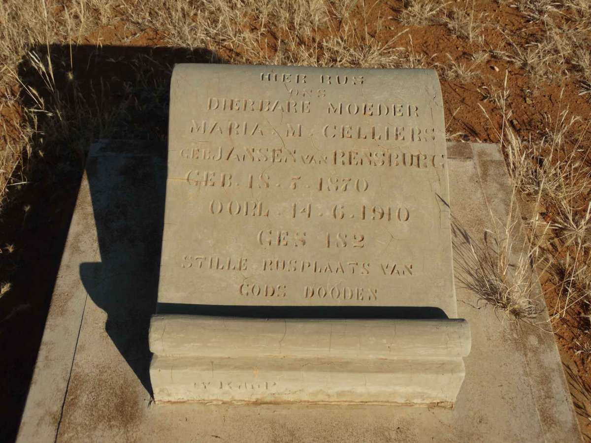 CELLIERS Maria M. nee JANSEN VAN RENSBURG 1870-1910