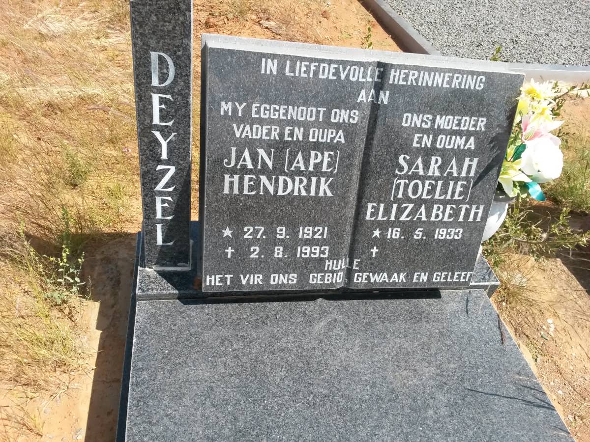 DEYZEL Jan Hendrik 1921-1993 &amp; Sarah Elizabeth 1933-