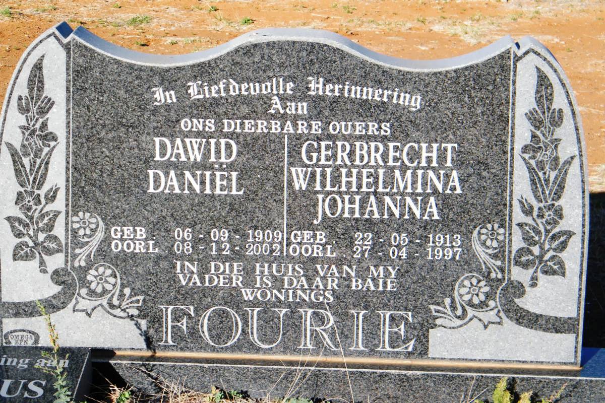 FOURIE David Daniël 1909-2002 &amp; Gerbrecht Wilhelmina Johanna 1913-1997 :: NIEHAUS Joey 1939-2009