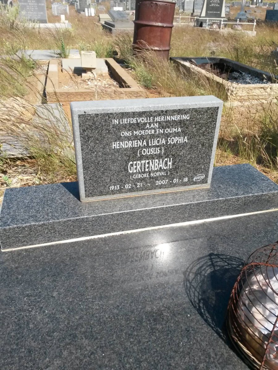 GERTENBACH Hendriena Lucia Sophia nee NORVAL 1913-2007