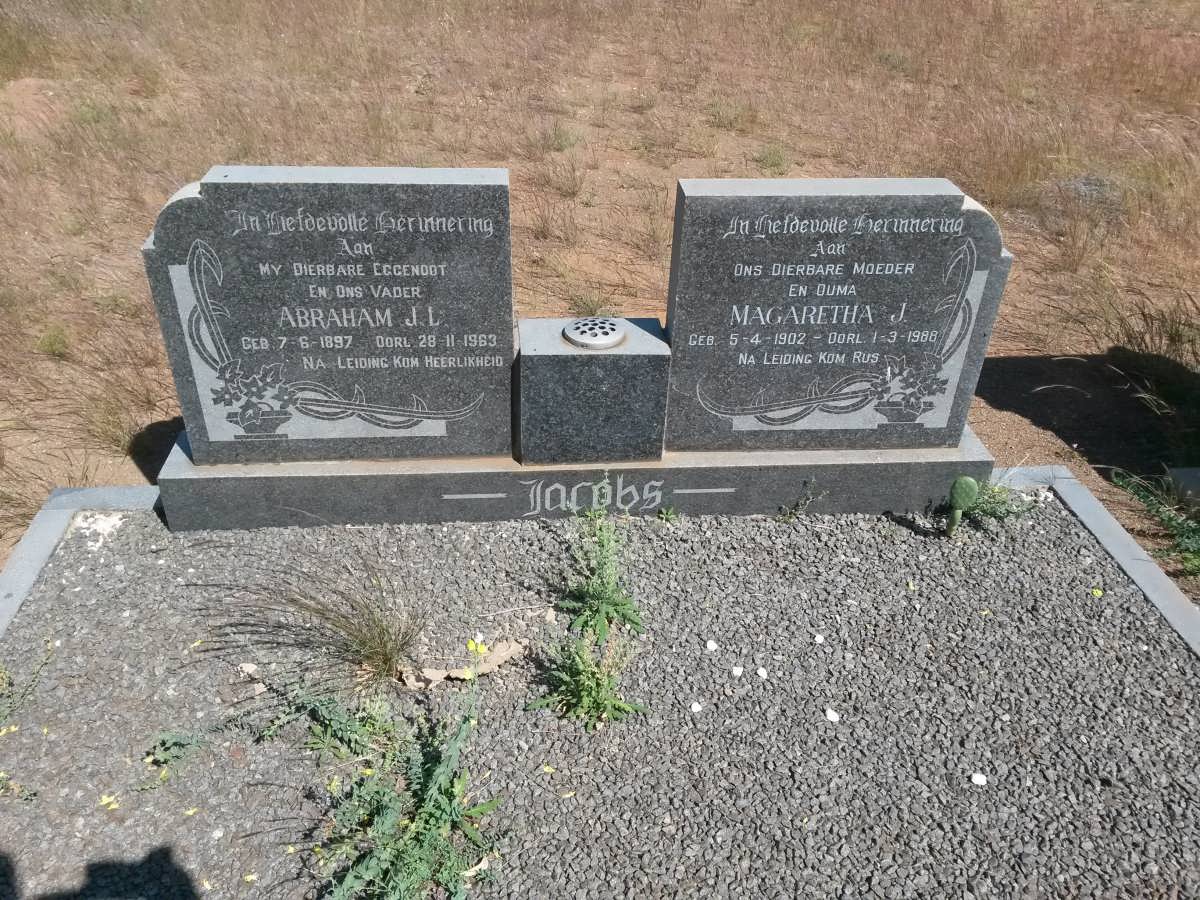 JACOBS Abraham J.L. 1897-1963 &amp; Magaretha J. 1902-1988
