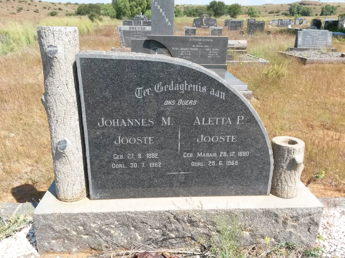 JOOSTE Johannes M. 1882-1962 &amp; Aletta P. MARAIS 1890-1968