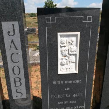 JACOBS Frederika Maria nee VAN DER LINDE 1918-1987