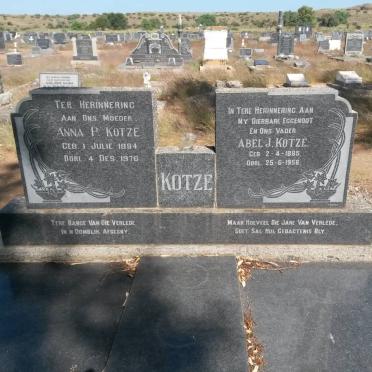 KOTZE Abel J. 1885-1956 &amp; Anna P. 1884-1976