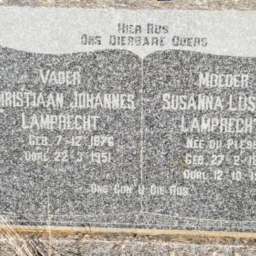 LAMPRECHT Christiaan Johannes 1876-1951 &amp; Susanna Lusia M. DU PLESSIS 1883-1960