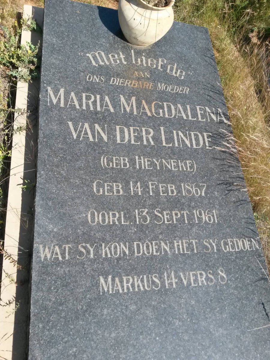 LINDE Maria Magdalena, van der nee HEYNEKE 1867-1961