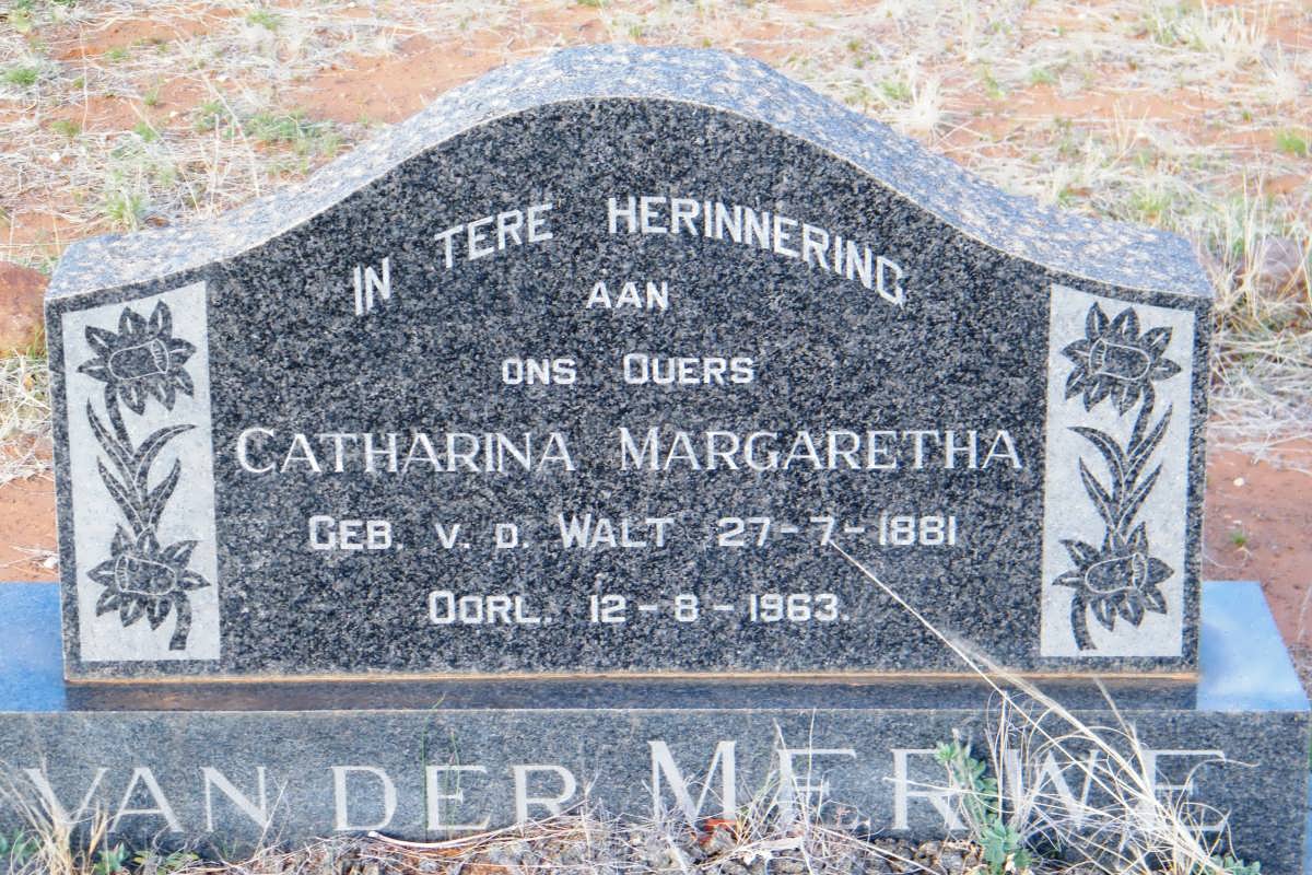 MERWE Catharina Margaretha, van der nee V.D. WALT 1881-1963