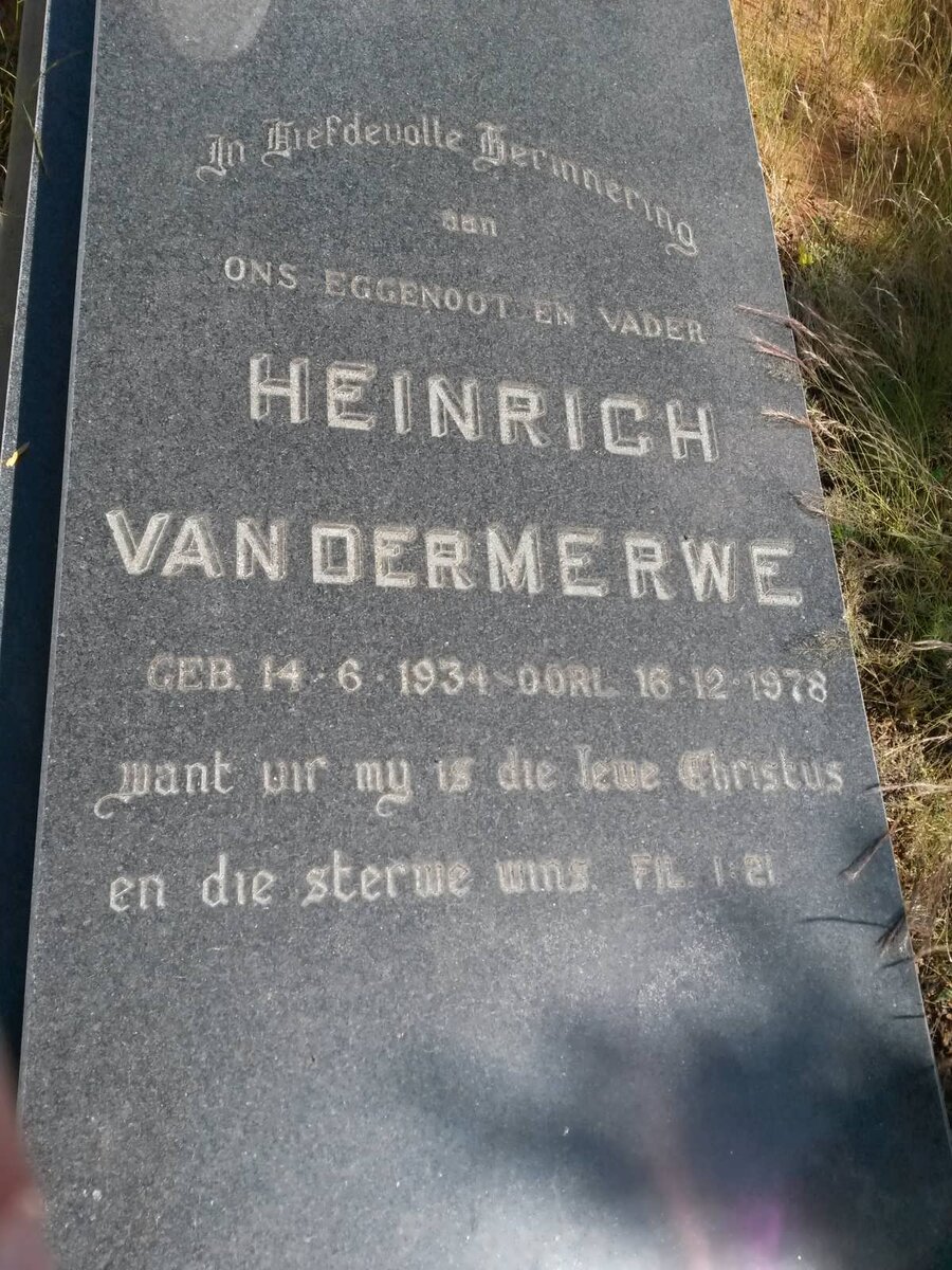 MERWE Heinrich, van der 1934-1978