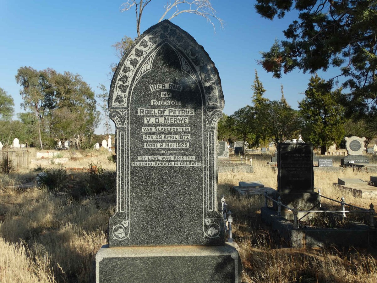 MERWE Roelof Petrus, v.d. 1872-1925