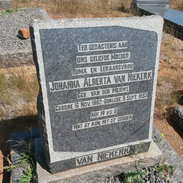 NIEKERK Johanna Alberta, van nee VAN DER MERWE 1882-1953