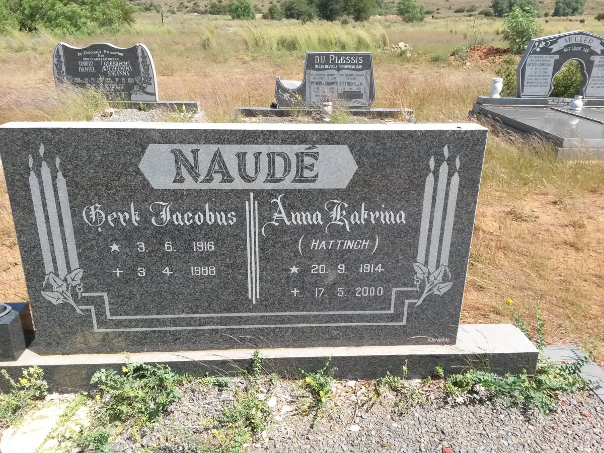NAUDÉ Gert Jacobus 1916-1988 &amp; Anna Katrina HATTINGH 1914-2000