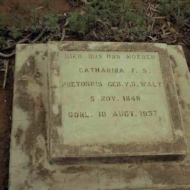 PRETORIUS Catharina F.S. nee V.D. WALT 1848-1937