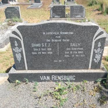 RENSBURG Dawid S.E.J., van 1891-1958 &amp; Sally SCHEEPERS 1902-1971