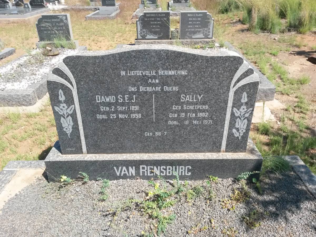 RENSBURG Dawid S.E.J., van 1891-1958 &amp; Sally SCHEEPERS 1902-1971