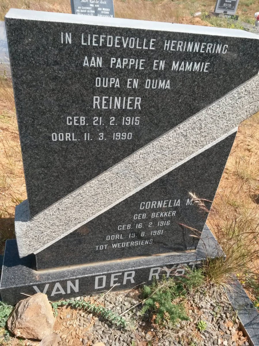 RYST Reinier, van der 1915-1990 &amp; Cornelia M. BEKKER 1916-1981