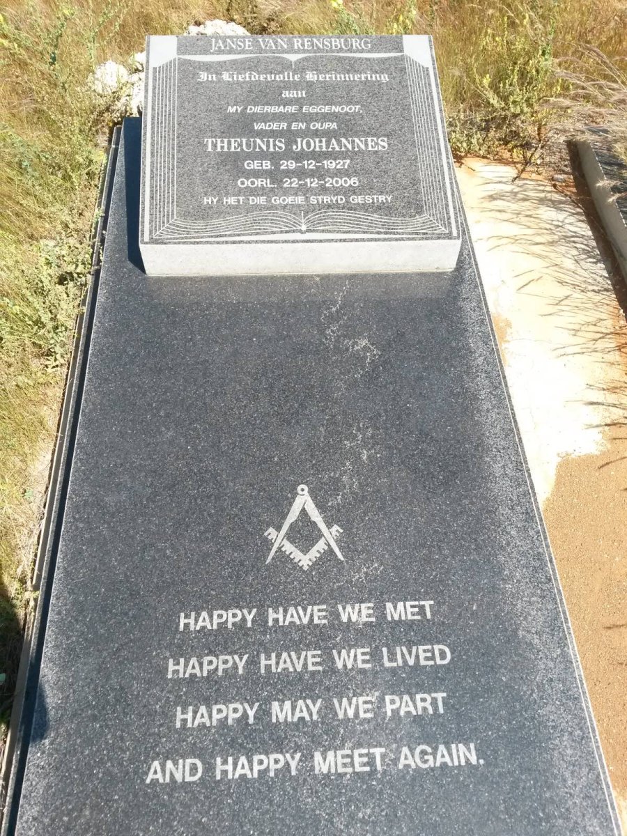 RENSBURG Theunis Johannes, Janse van 1927-2006