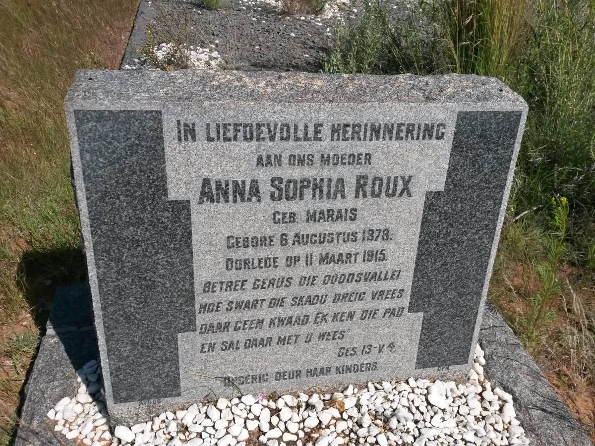 ROUX Anna Sophia nee MARAIS 1878-1915