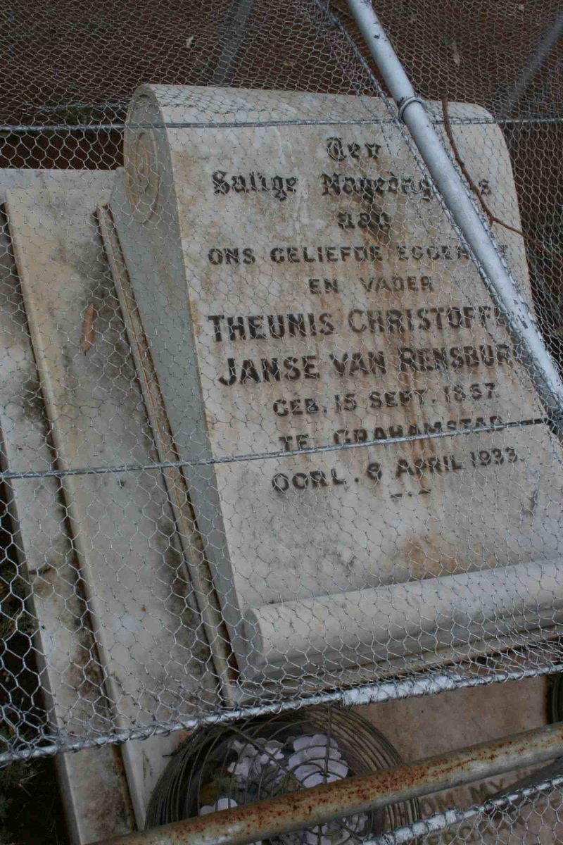 RENSBURG Theunis Christoffel, Janse van 1857-1933