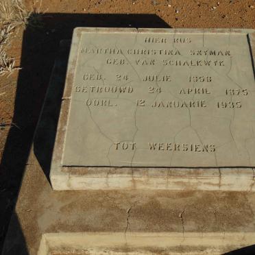 SNYMAN Martha Christina nee VAN SCHALKWYK 1858-1935