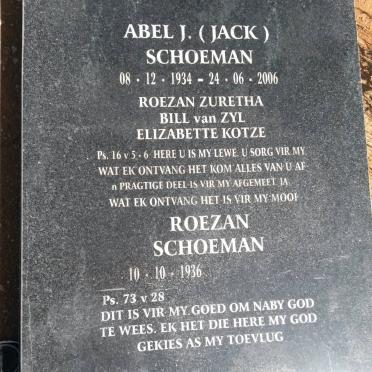 SCHOEMAN Abel J. 1934-2006 &amp; Roezan 1936-